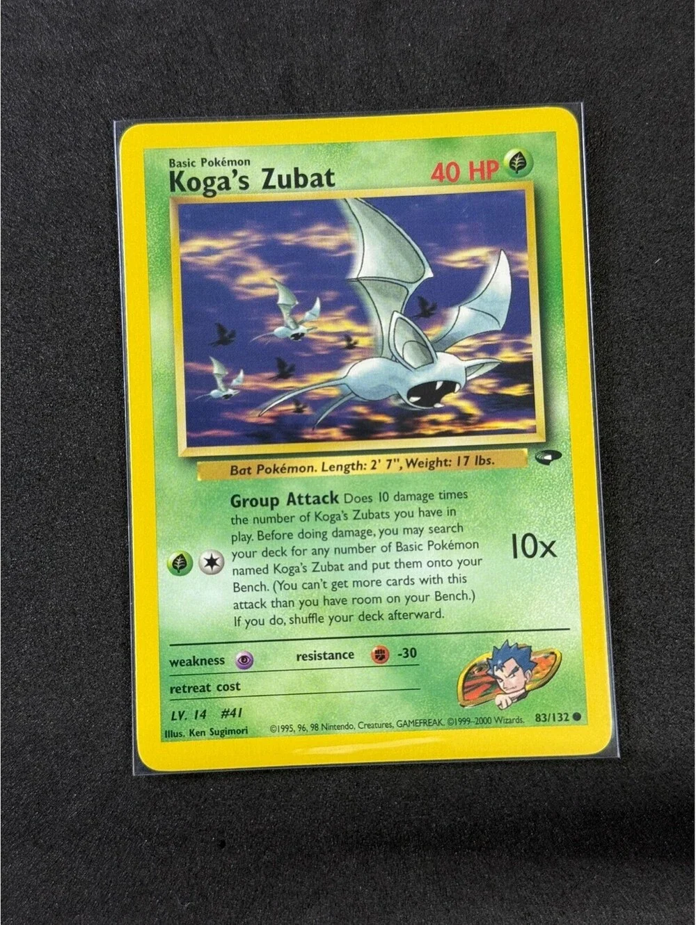 Koga's Zubat 40 HP Pokémon Card 83/132 Gym Heroes